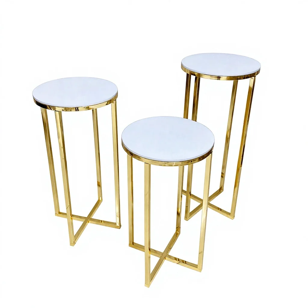 Set of 3 Gold Cake Stand and Plinth for Party Dessert Table Carton Packing