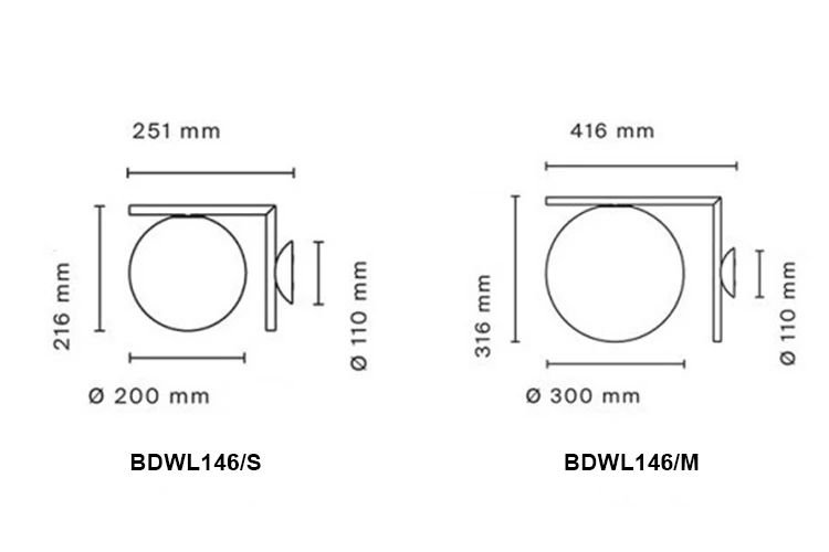 Modern decorative gold glass ball luxury E27 wall sconce bedroom wall lamp