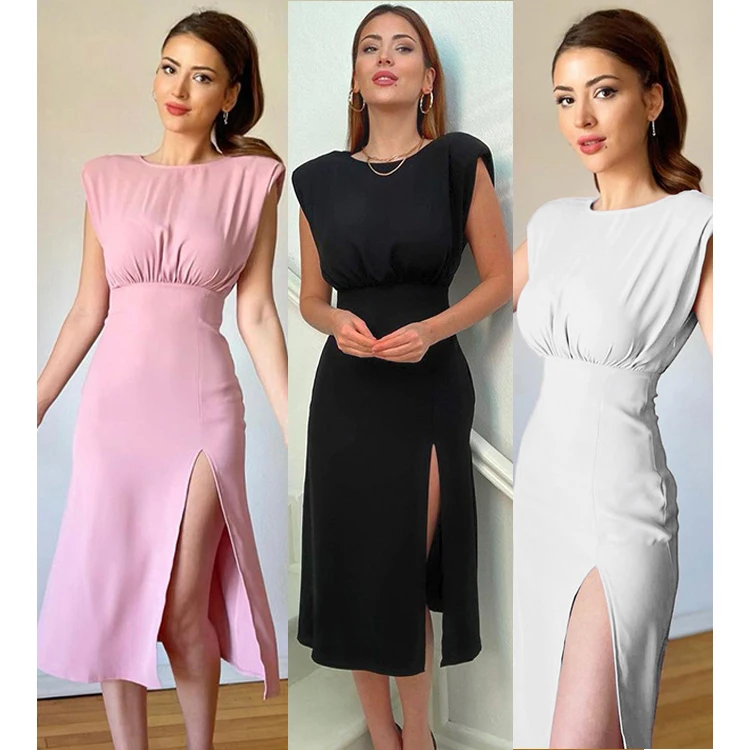 

Free Shipping Valentine's Day casual sleeveless bodycon sexy party dresses summer split dress for women dress party