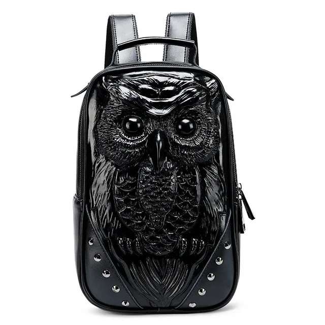 

Fashion Laptop Computer Knapsack Pu leather Punk rivets Cool School Bag 3D Embossed animal Owl Backpack purse for Teenager Girls, Customized color