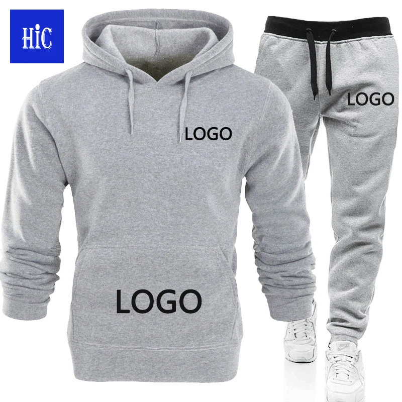 

HIC Wholesale 75%Cotton Men's Jogger Suit Hoodie Printing LOGO Tracksuit Casual Sweatsuit Long Sleeves Pullover Sweater