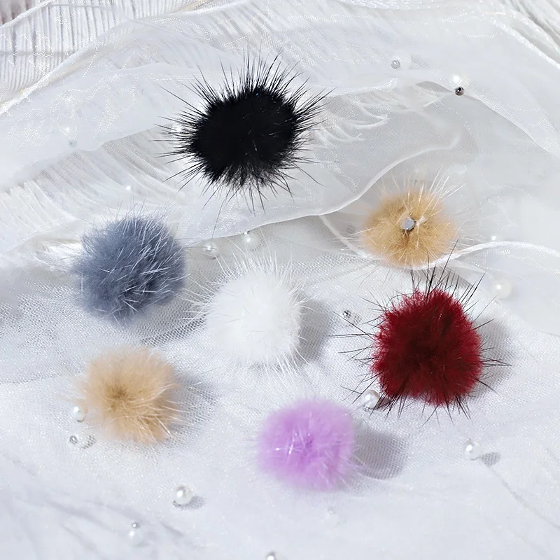 

6 Colors diy removable fur pompom nail art pom pom fur decoration