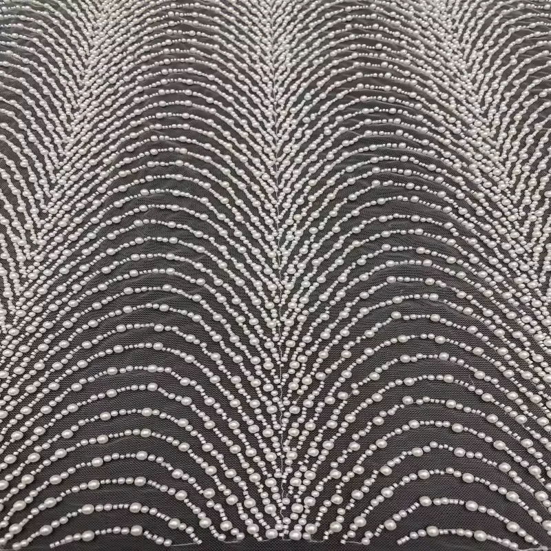 Embroidered Beaded Lace Fabric for Bridal Dress