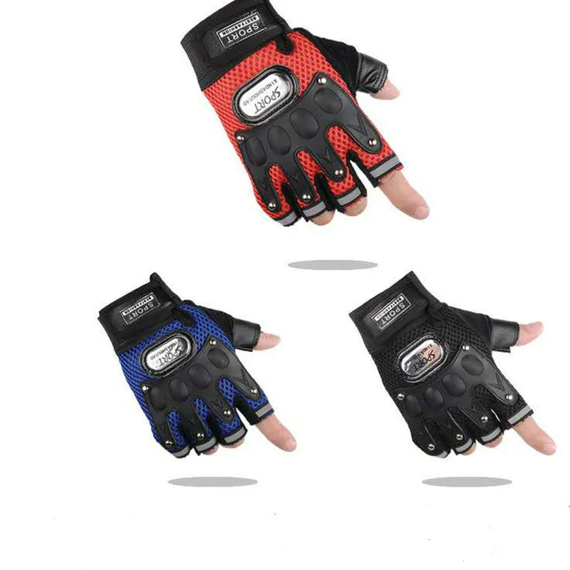 

Mens Summer Fitness Cycling Fingerless Gloves Silicone Protection Shock-absorption Sport Male Motorcycle Ridding Gloves, 3color