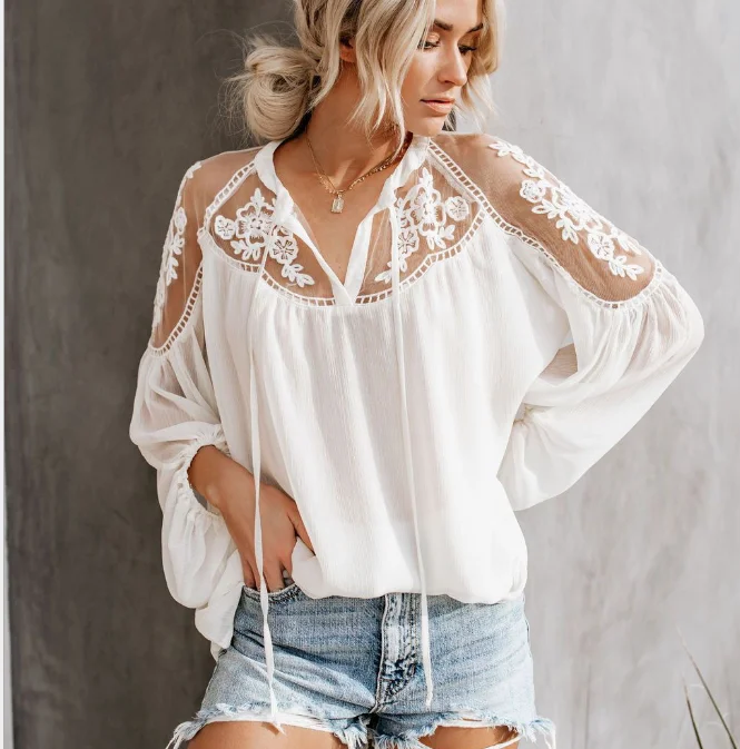 Venta al por mayor blusas transparentes blancas Compre Venta al por mayor blusas blancas transparentes Compre
