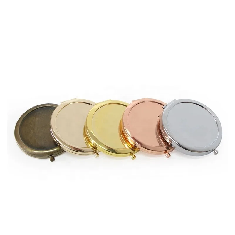

Wholesale 70mm sublimation blank compact pocket mirrors cosmetic make up Small hand round mirror, Gold,rose gold,silver