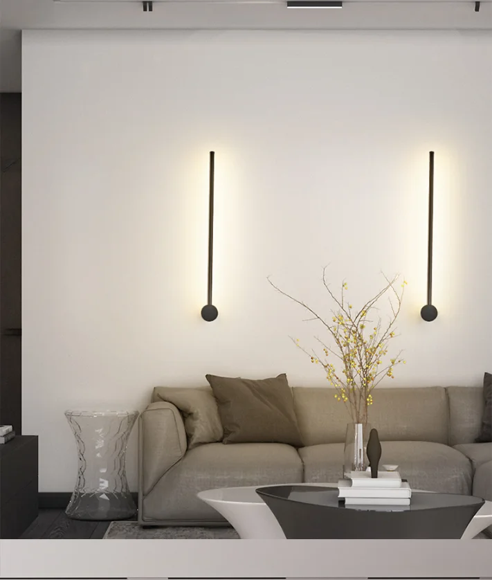 Modern black small minimalist Led bed light living room decorative indoor wall lamp