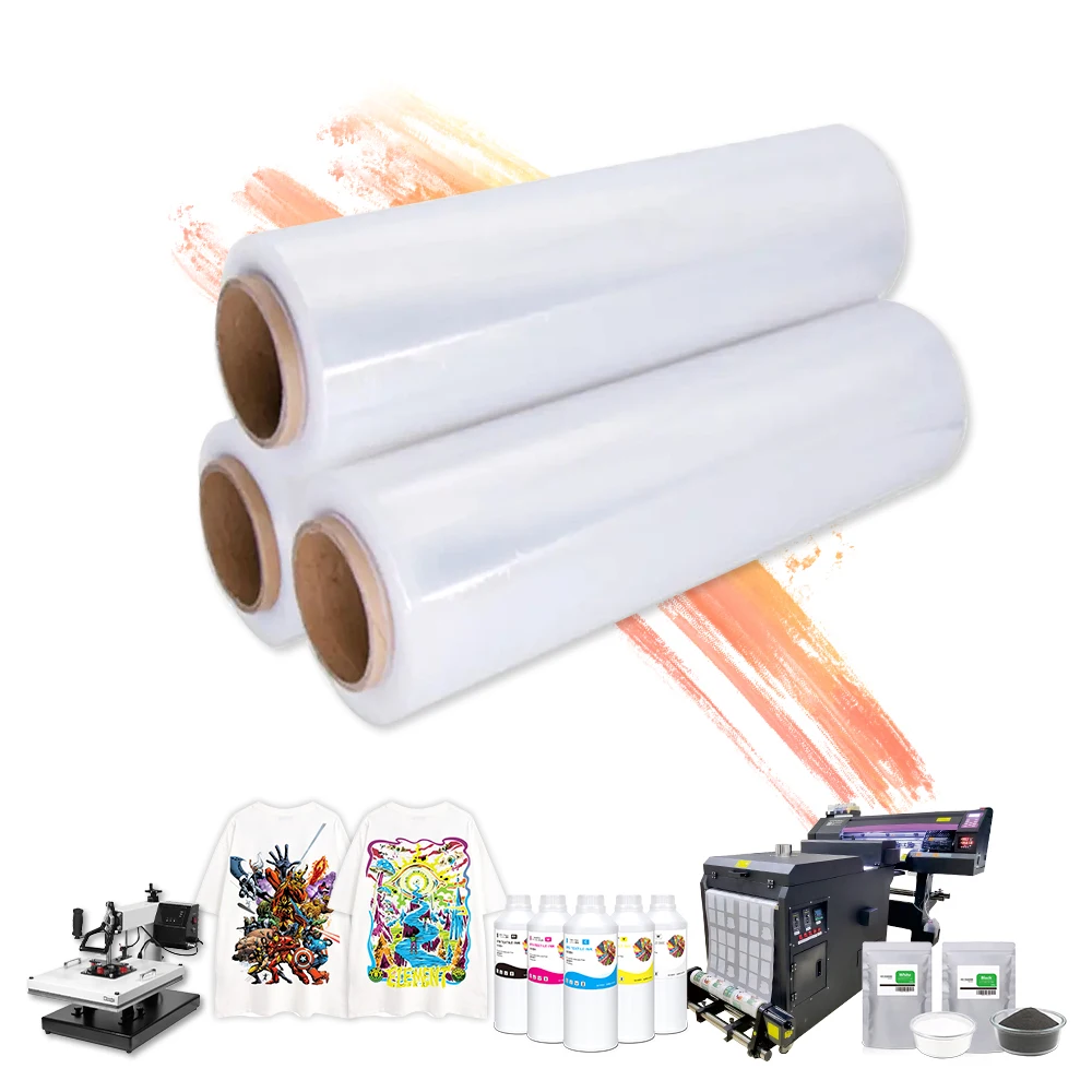 30cm 33cm 42cm Heat Transfer Printing 13x19 DTF PET Film 75U Cold Peel Hot Peel DTF Film Roll 60 cm DTF Ink Pwder and Film