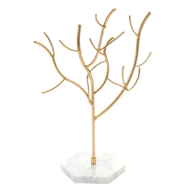 

Decorative Marble Base Jewelry Display Tree Stand For Earring Necklace Holder