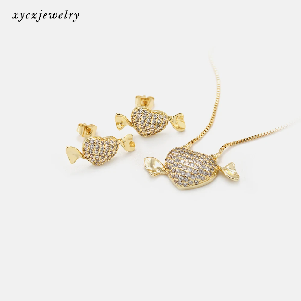 

Xingyu Angel Heart Shape Romantic Jewelry Sets Earrings Pendant Necklace Gold Plated Jewelry Sets Women, Gold or rhodium