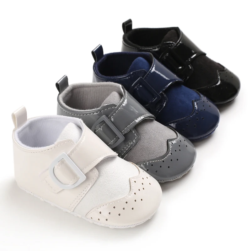 

2020 New PU upper casual boy 2 year cotton Soft sole leather baby shoes, 4 colors