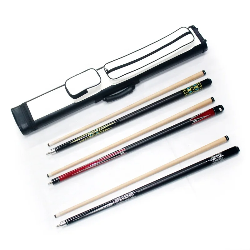 

Random Design 3 Shaft 3 Butt Billard Case With 3 Piece Maple Cue Stick Kit