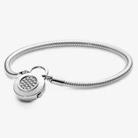 

Moments Pave Padlock Clasp Snake Chain Bracelet 925 Sterling silver Wholesale jewelry factory Charm Bracelets