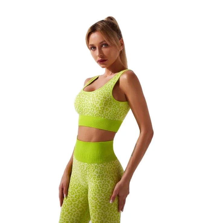 

Custom Logo Leopard Print Seamless Yoga Suit