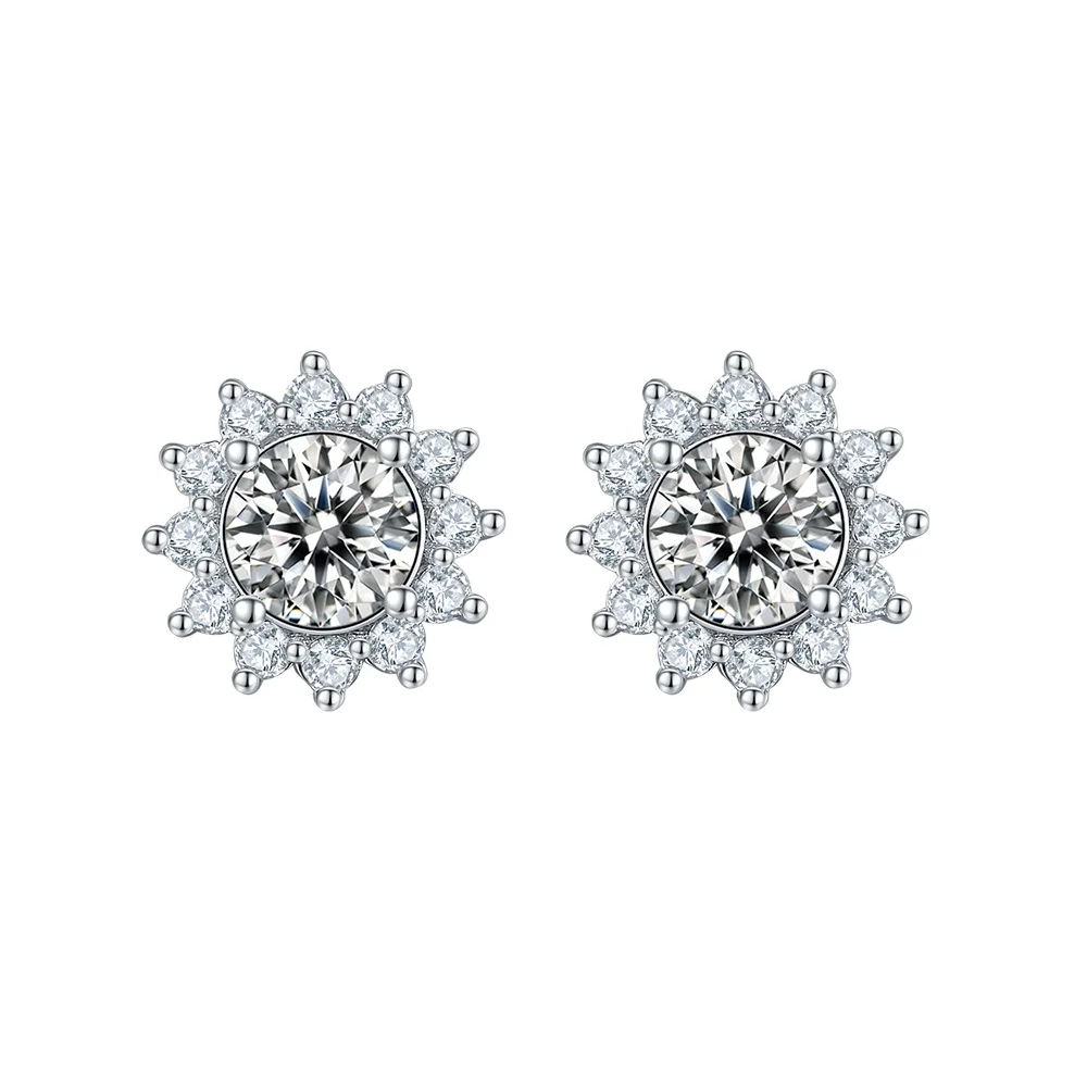 

Greatytang Daily Wear Fashion 4-Claw Setting Real Silver Gold 1 CT Moissanite Mens VVS Diamond Stud Earrings For Gift