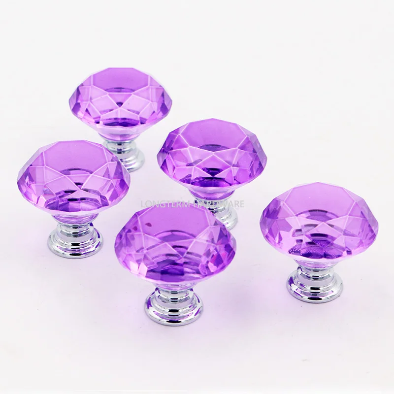 Hot Sale Colorful Decorative Glass Crystal Bed Knobs Drawer Knobs In