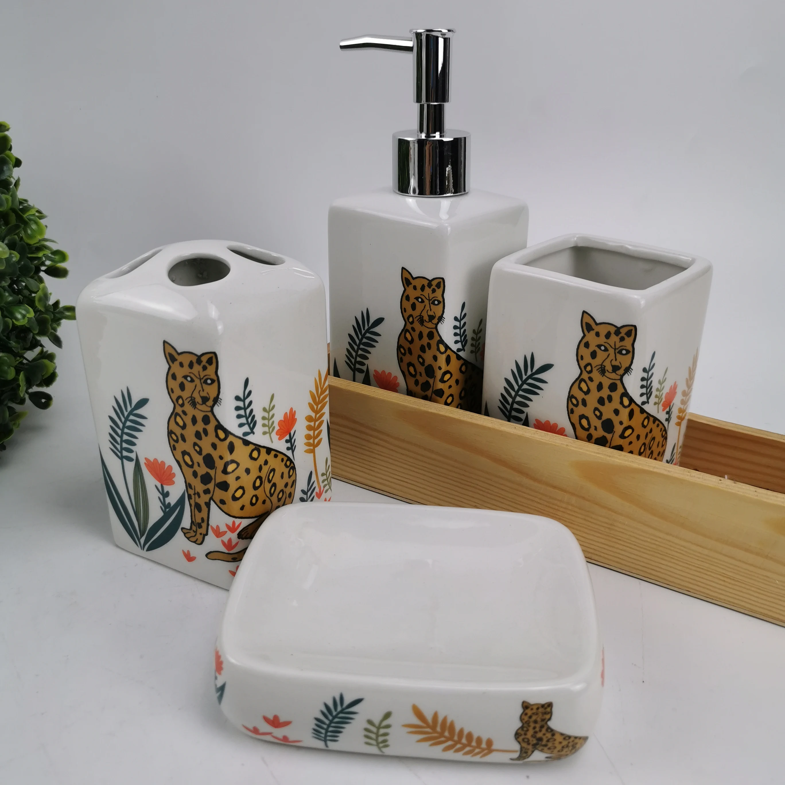 Custom Ceramic White Bathroom Accessories Set With Decal Buy Bathroom