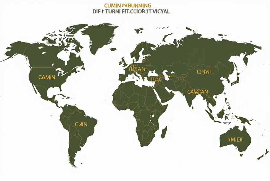 World map showing cumin pronunciation variations across different countries and languages