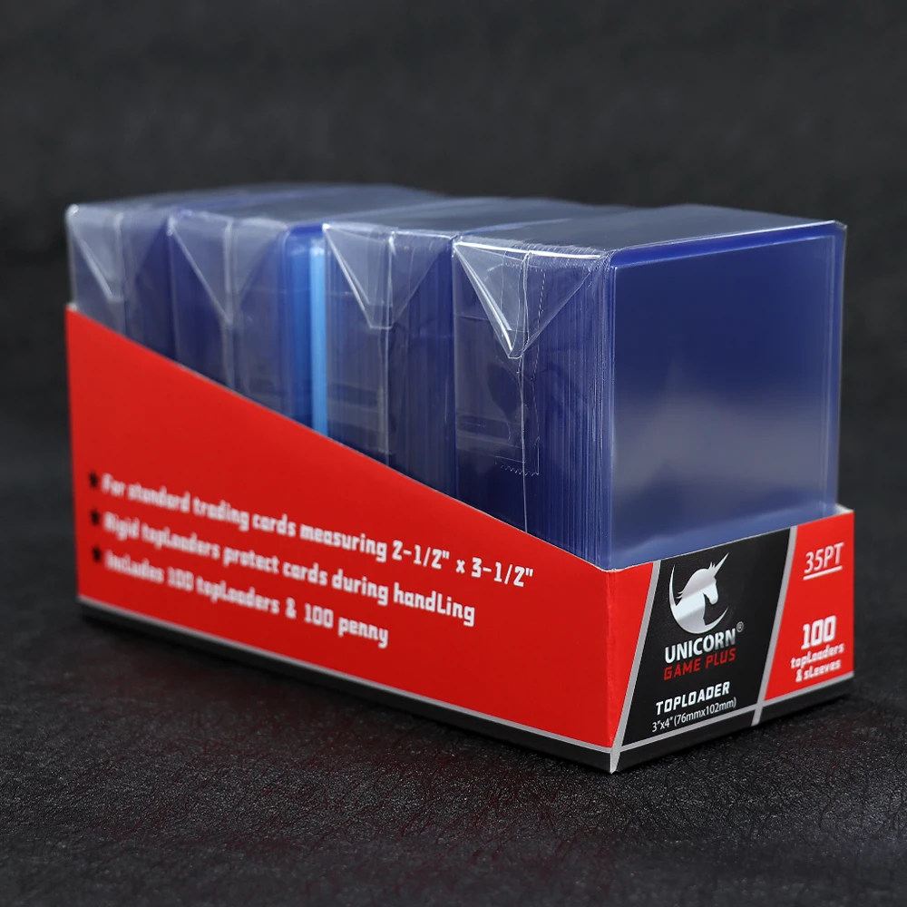 

Premium PVC 3" x 4" Trading Card Toploader & Card Sleeve Bundle (100 ct.) 35PT Rigid Plastic Toploader for Sport Card