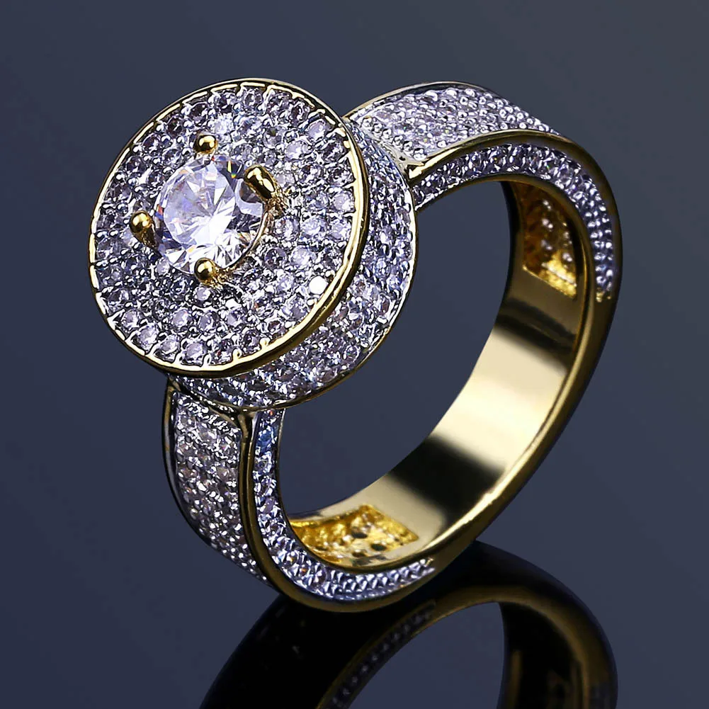 Wholesale Fashion Hip Hop Jewelry Puffed Marine Micro Paved CZ Stone Rings Hip Hop Bling Bling Iced Out Rings