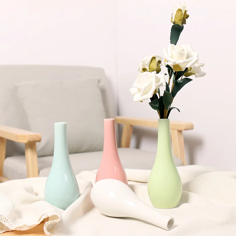 

simple Custom design cream color ceramic flower vases for wedding decoration ceramics pottery flower vases, Pink, blue, light green, white