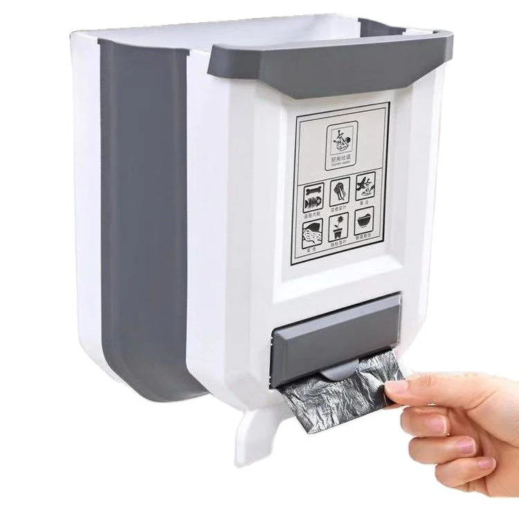 7L/10L Kitchen Foldable Wall-mounted Waste Bins Car Waste Can Creative Classification Folding Trash Can