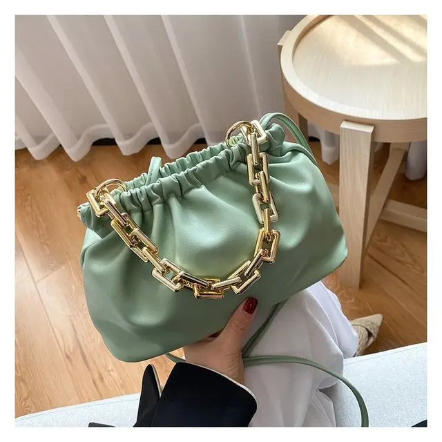 

Ladies one-shoulder armpit cloud bag 2021 new trendy fashion all-match oblique bag chain women's oblique bag, White, yellow, green, blue, black