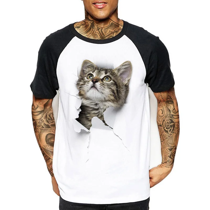 

Huayida 3D Printed Graphic T Shirt For Men Slim Fit Unisex Casual Cat Printed Loose Fit Tshirt, Customized color
