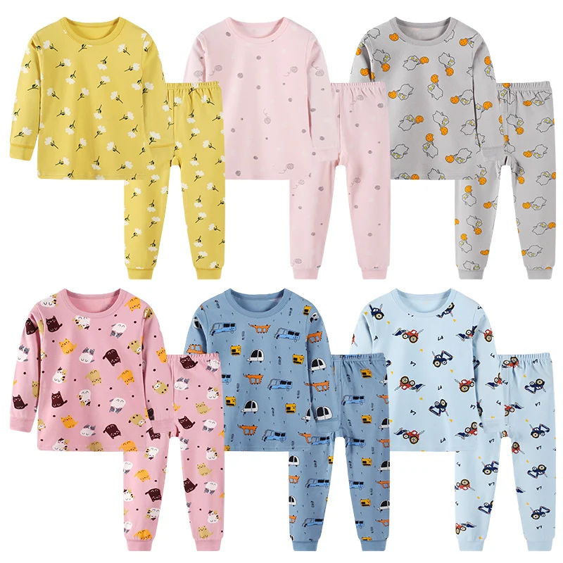 

Children's cotton underwear set cuhk children's long Johns boys and Girls cartoon home pajamas boy suits, Pictures showed