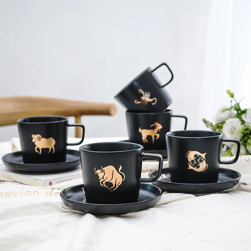 

Ceramic Constellation Ethiopian Double Espresso Coffee Cup and Saucer Set Tea Latte Art Cup Saucer Set