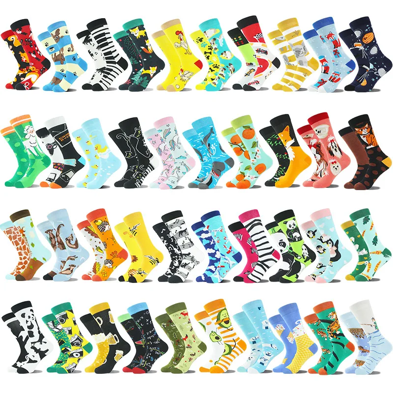 

Wholesale High Quality Colorful Funny Socks Unisex Crew Cotton Men Women Designer Dress Socks