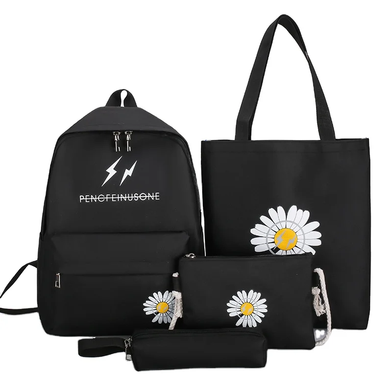 

2021 New Fashion Korean Style Children Kids School Backpack Set 4 PCS Bag For Girls Pencils Bag and Handbag, More than 10 colors or customized