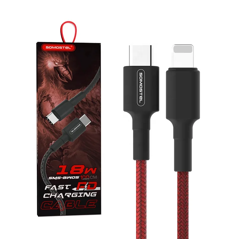 

Somostel 1.2M Braided Micro USB Cable Sync Data Cable For Mobile Phone USB Chargering Cable for iphone, Black,red