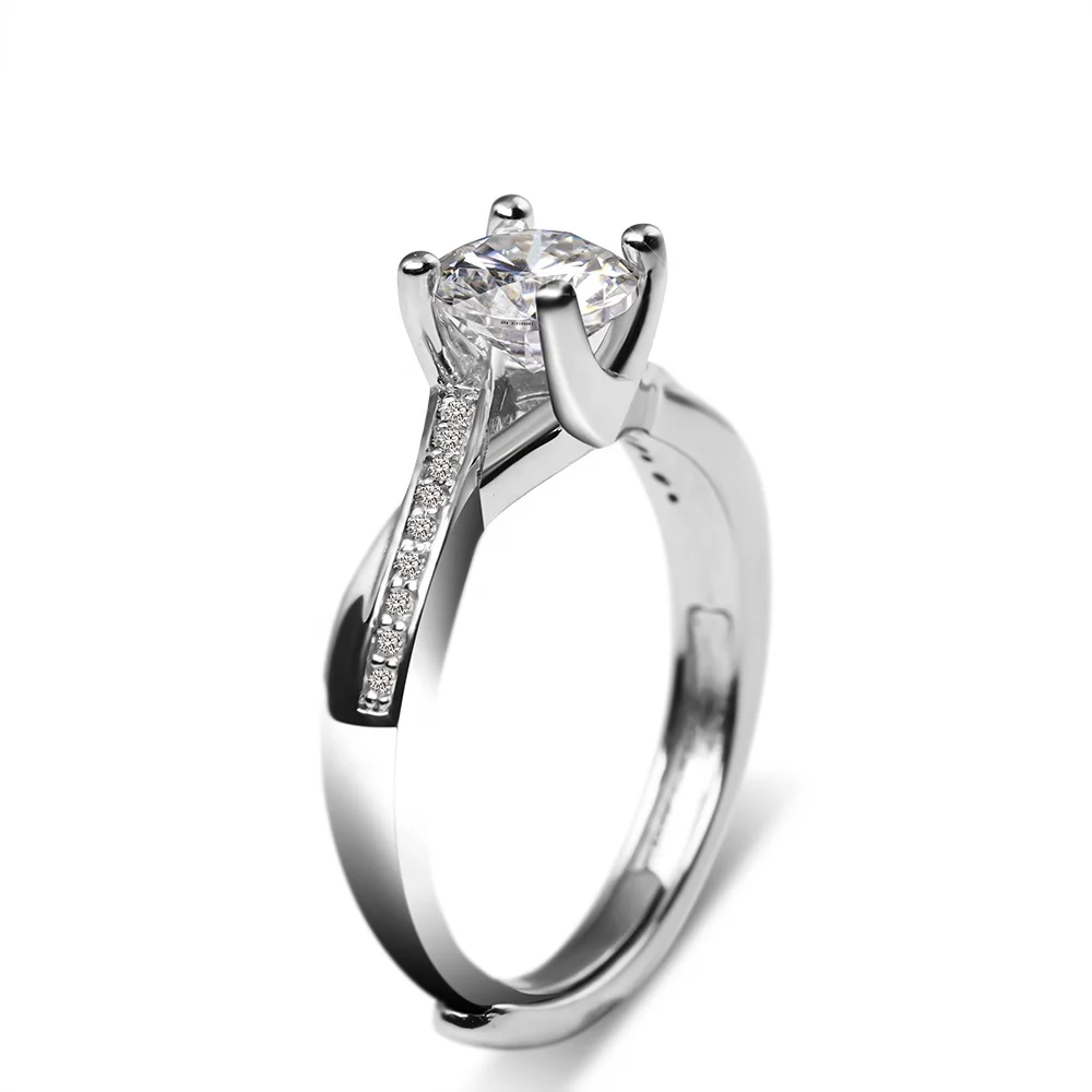 

2021 new design resizeable moissanite ring 925 silver ring women plated Rhodium, Silver color
