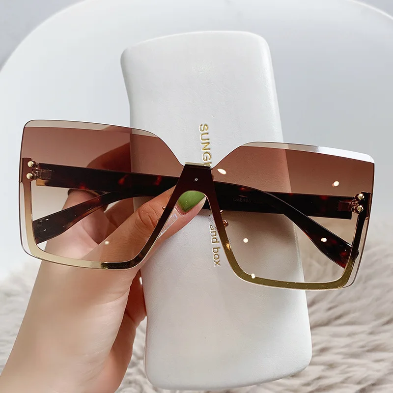 

Vintage Women Square Newly Sunglasses Luxury Brand Men Oversized Sun Glasses Rimless Designer Fashion UV400 Shades