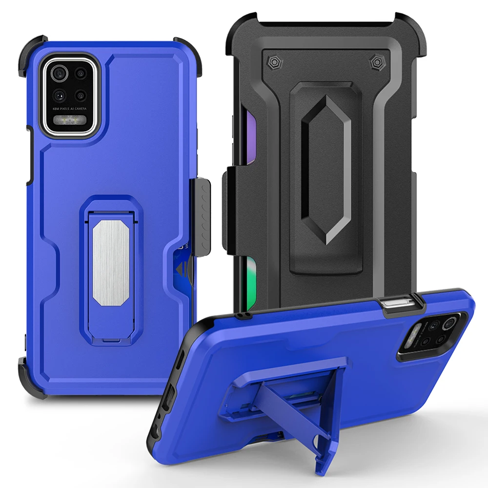 

Hot 360 Full Shockproof Card Slot Back Heavy Duty Holster Belt Clip Metal Stand Phone Case For Samsung A02S