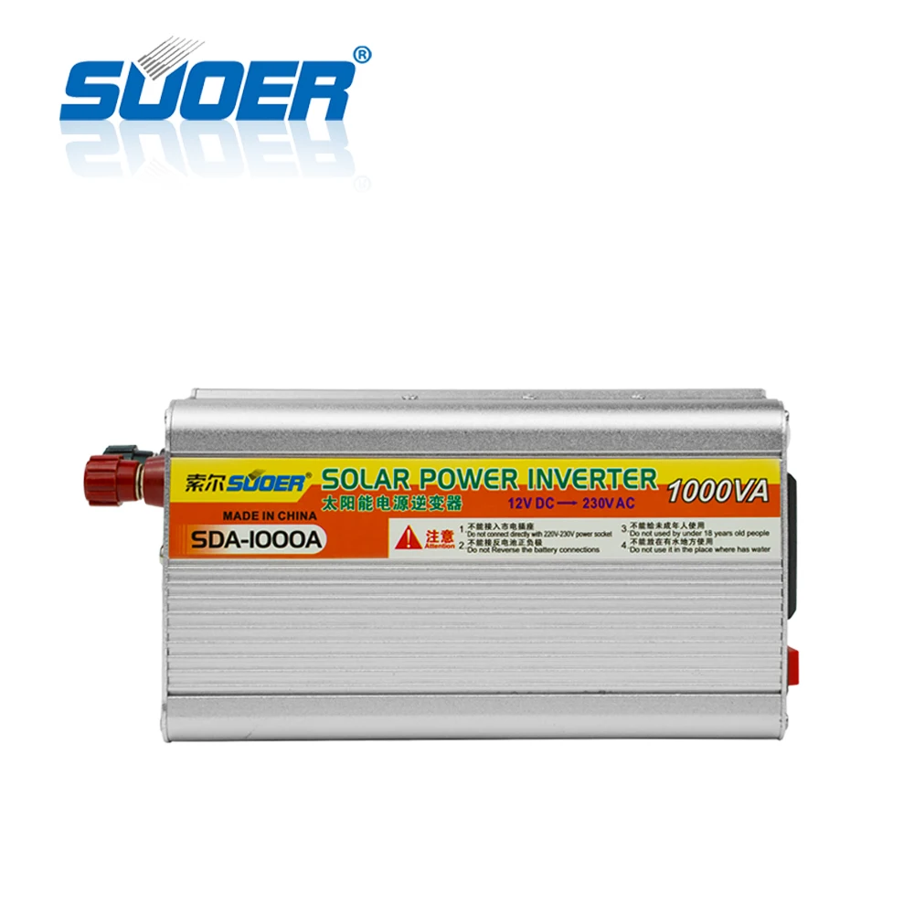 Suoer 1kw 12 volt dc to 220 volt ac 1000watt off grid modify sinewave power converter inverter