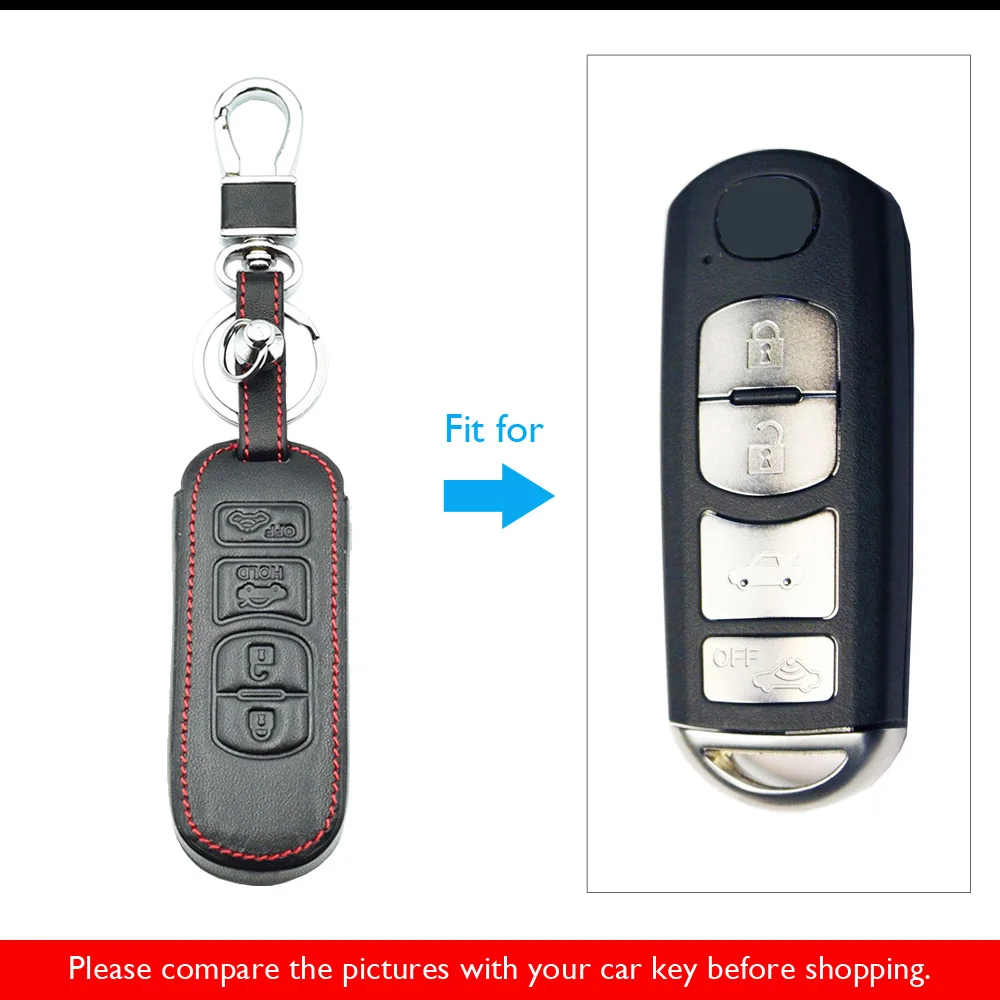 Leather Remote Key Fob Case Protector Cover For Mazda 2 3 5 6 CX5 CX7 CX9 GT New