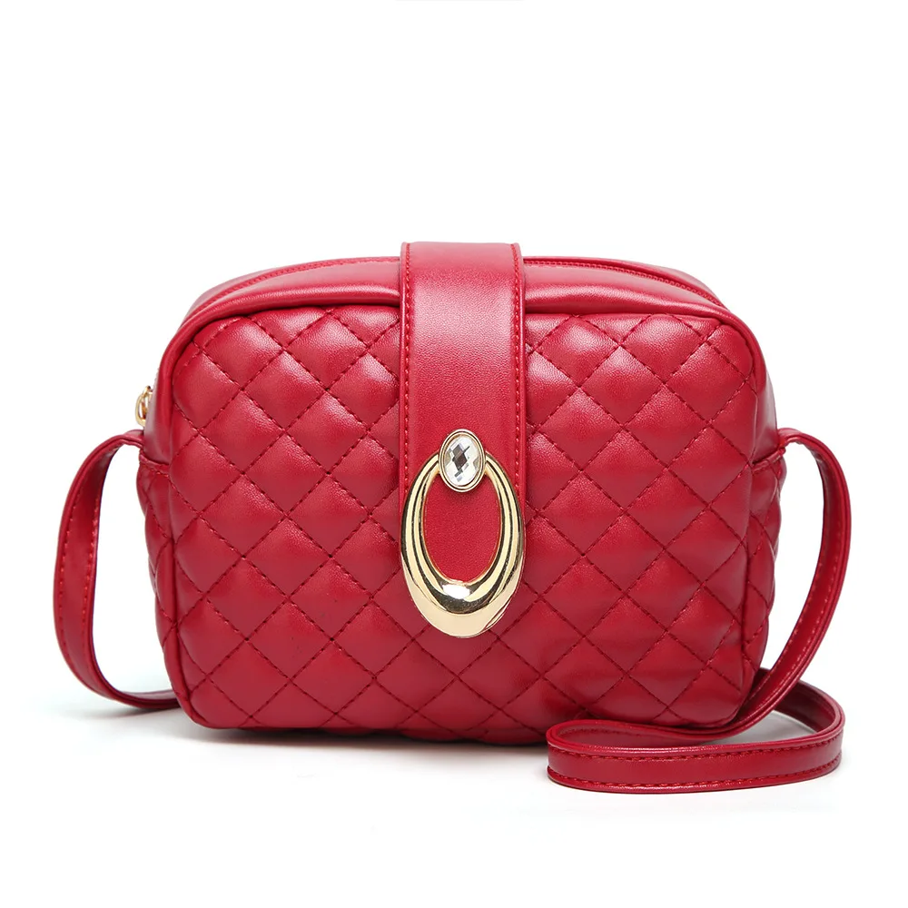 

2021 Ladies Fashion Messenger Shoulder for Women Quilted Diamond Lattice PU Leather Purse Crossbody Bags