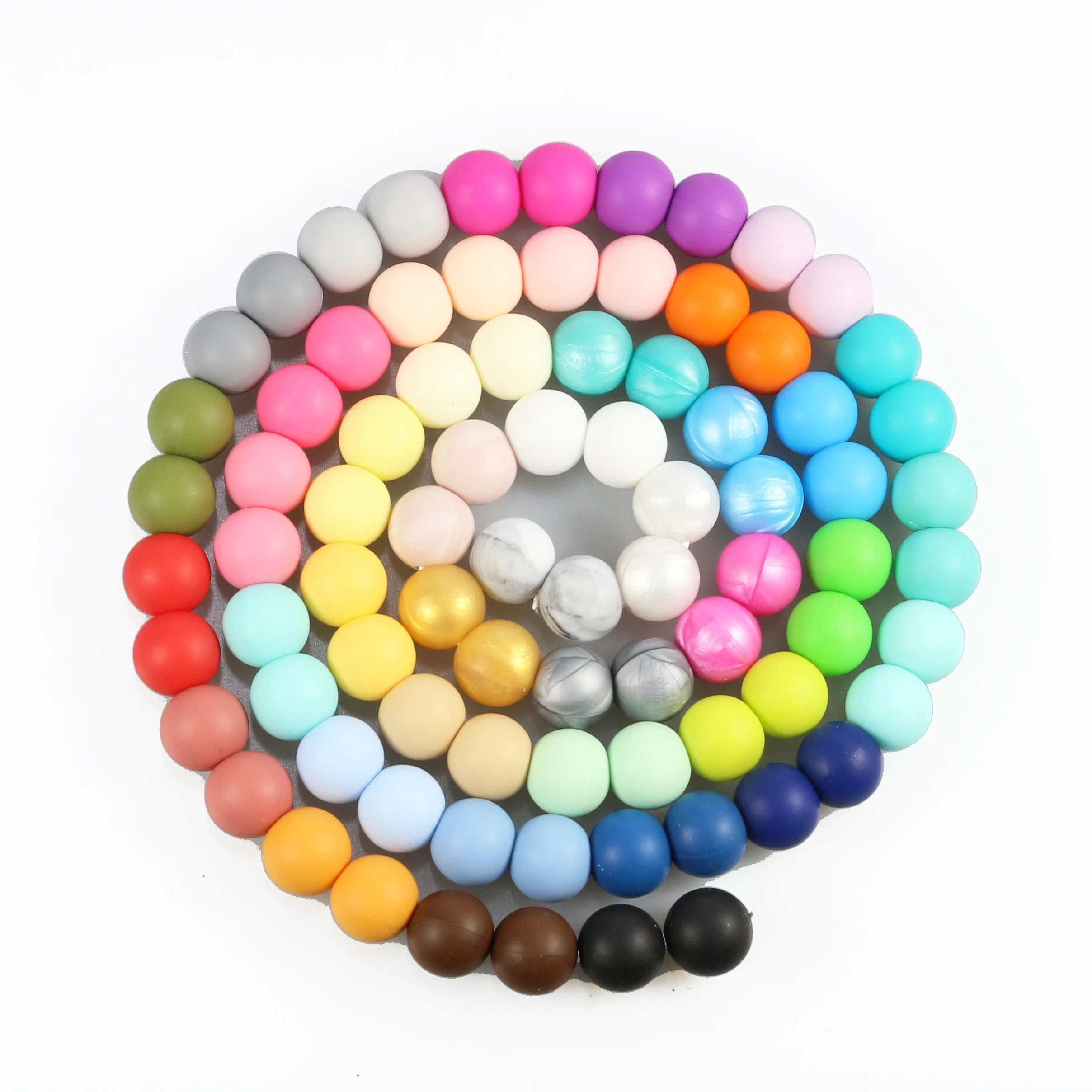 

bpa free rainbow teether toys silicone beads for jewelry making food grade 19mm silicone beads teething silicon beads round