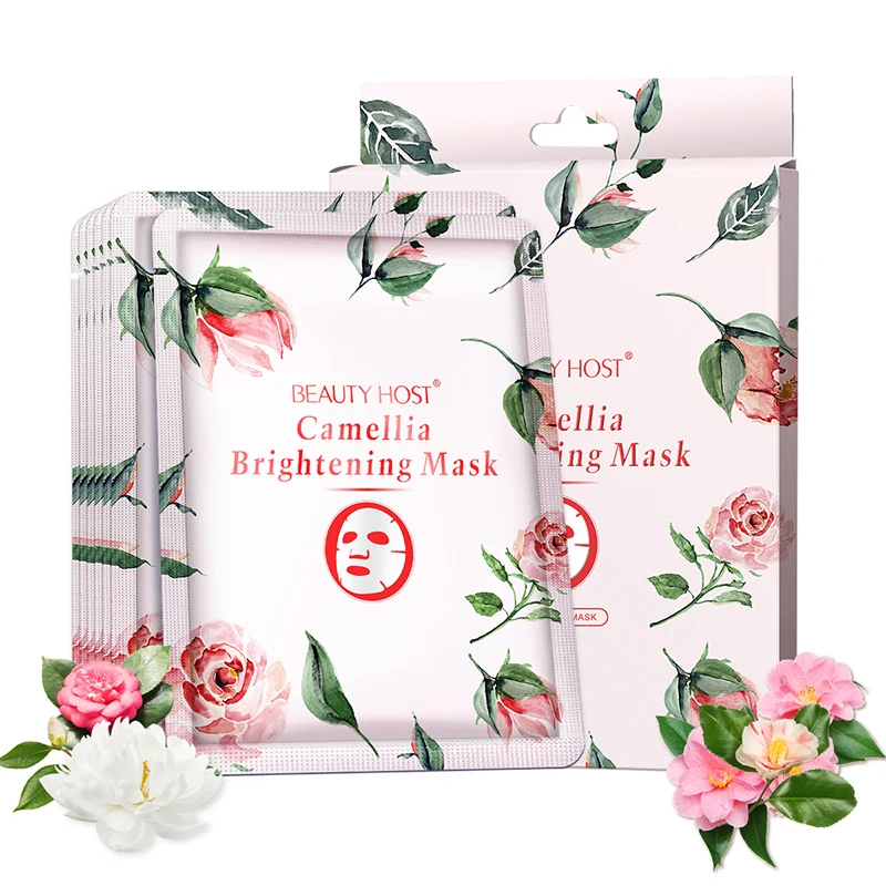 

OEM Camellia Flower Face Sheet Mask Brightening Anti Spots Whitening Facial Mask Skin Care
