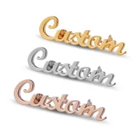 

Custom vintage designer Titanium steel hollow letter name brooches with word