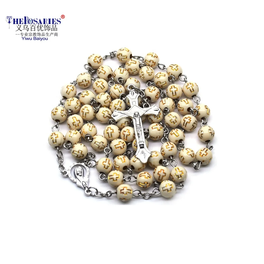 

Cross Beads Five-decade Rosary Necklace Catholic Mary Religious Promotion, Colors