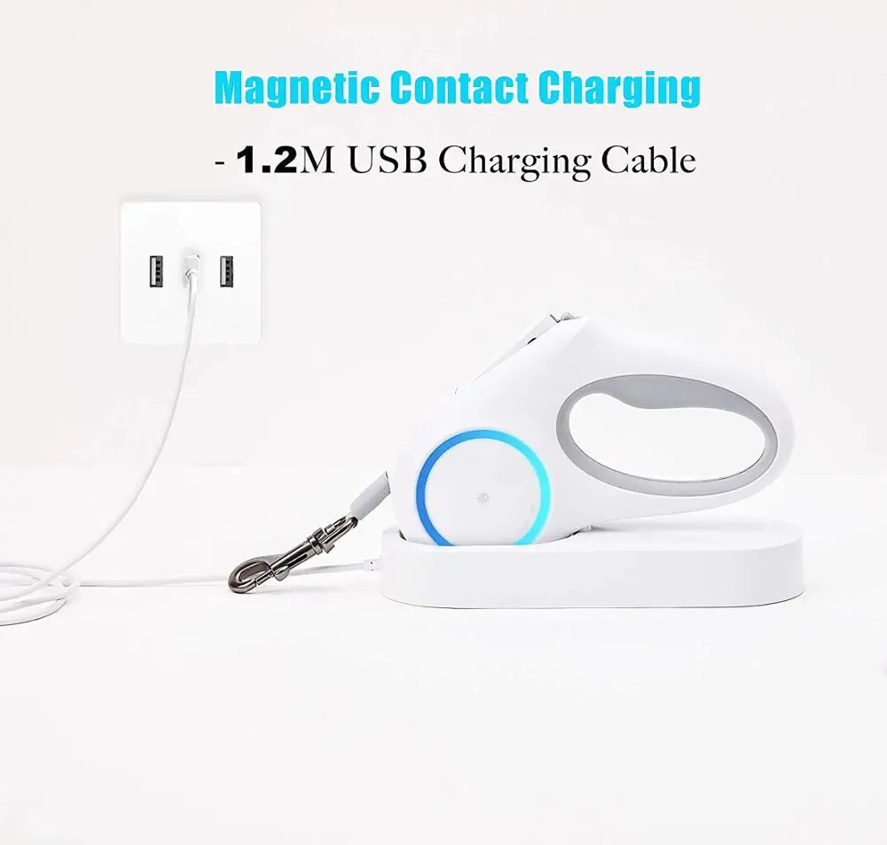 
PETKIT Go Shine New Retractable Dog Leash with 2 Streamer Rings, Headlamp Spotlight, Magnetic Contact Charging 