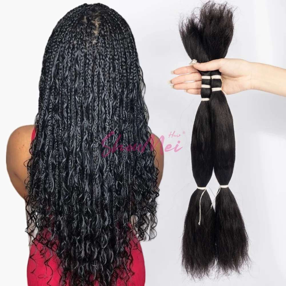 

Super September Highly Feedback 10-32inch Indian Raw Hair Natural Wave Bulk Braiding Hair No Weft For Boho Goddess Braids