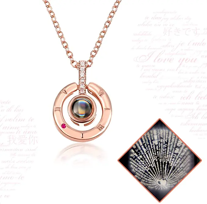 

The Memory of Love I love You in 100 Languages 316L Stainless Steel Necklace Pendant for Women and Men