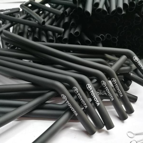 

Reusable Silicone Foldable Drinking Straws With Custom Printed Logo, Customized