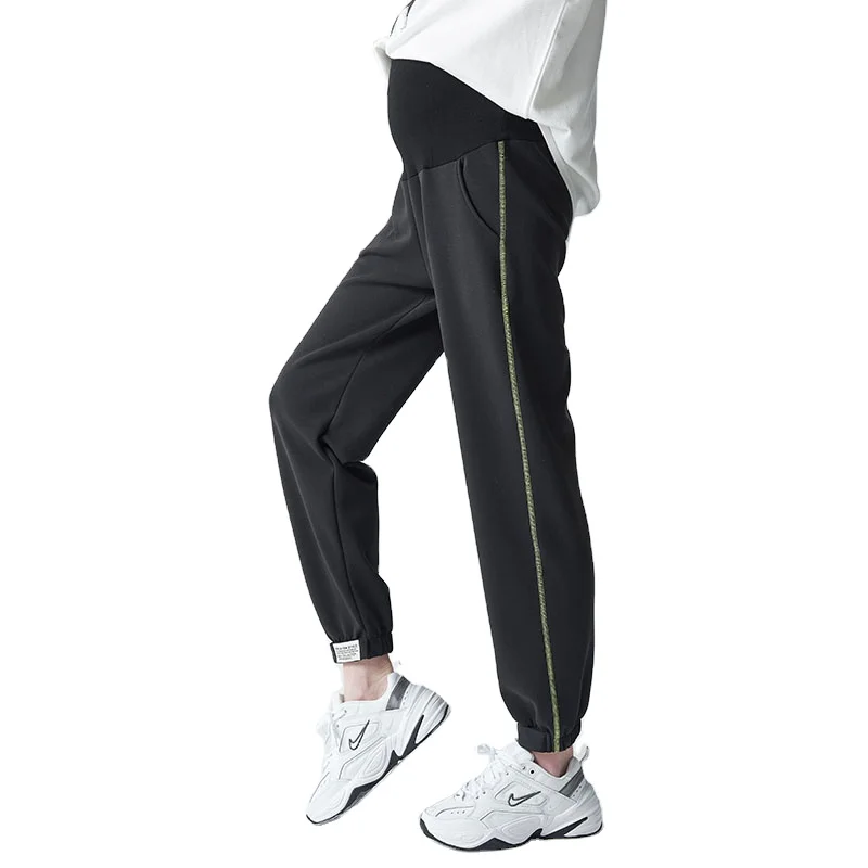 

Comfortable Spring Causal Maternity Clothes Gym Pants High Waist Trousers Leggings Maternity Pants, Black, grey