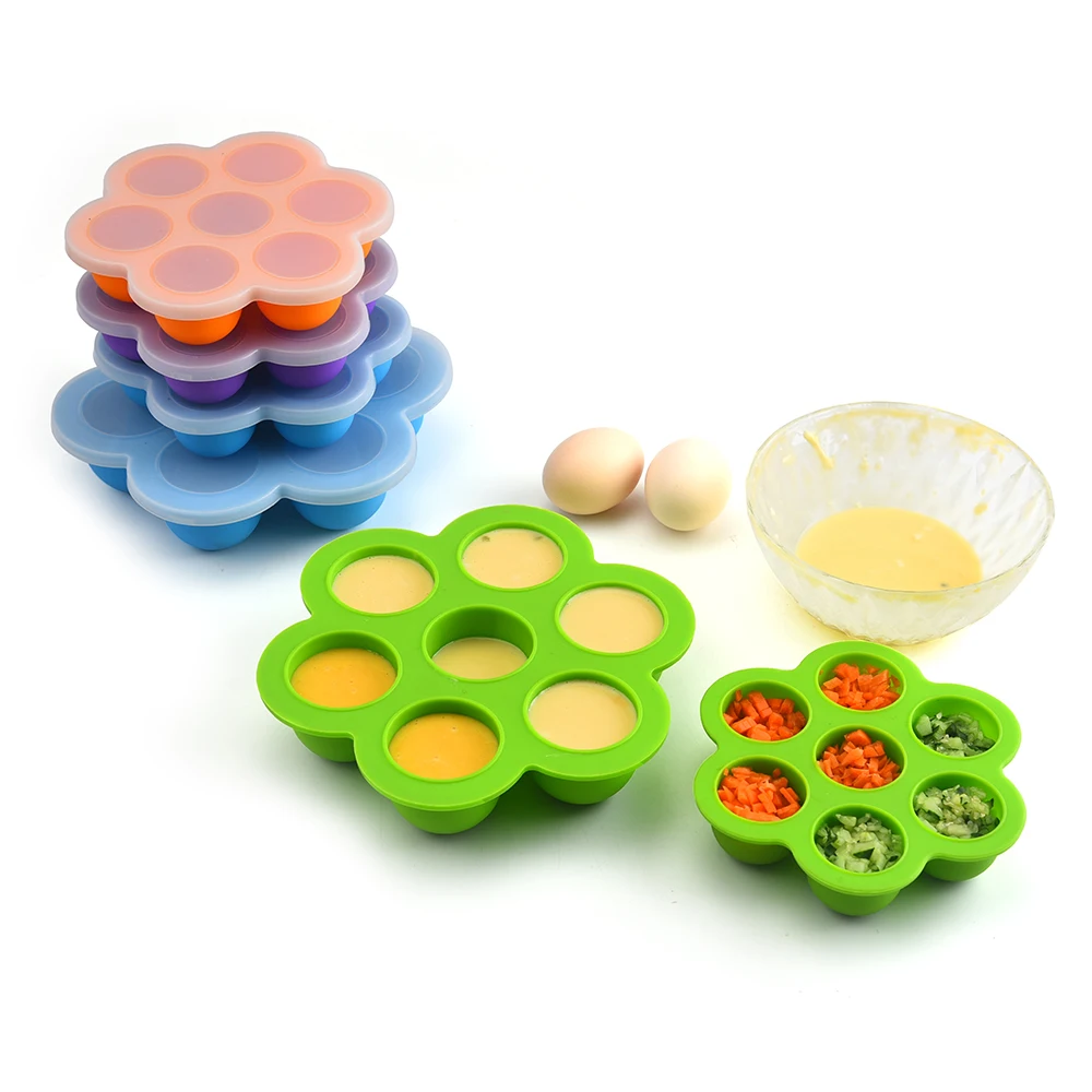 

Kitchen Gadgets Utensils BPA Free Reusable Silicone Ice Cream Mold Baby Food Storage Container With Lid, 4 colors