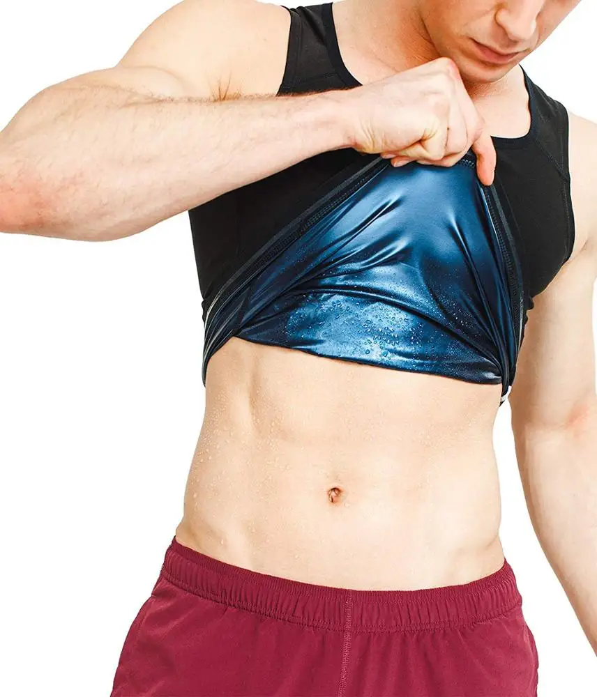 

High Quality Sauna Ultra Sweat Weight Loss Neoprene Vest Tops Running Gym Vest For Men Slim Waist Body Shaper, Black